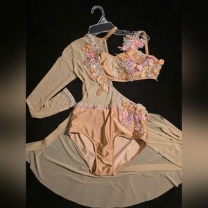 Glamour Tan Floral Dance Costume